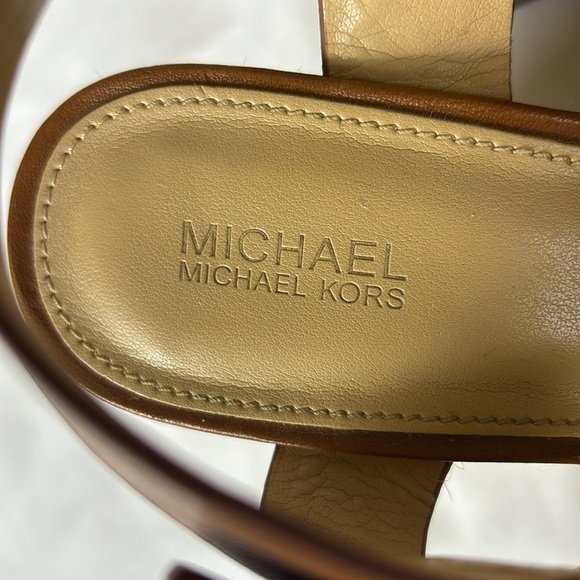Michael Kors Platform Mid Wedge Strappy Sandals Brown Size 8.5 - Picture 10 of 13